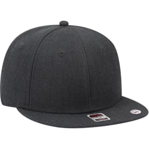 A grey snapback cap with a mid-profile design and a flat brim. The cap features a logo on the side.