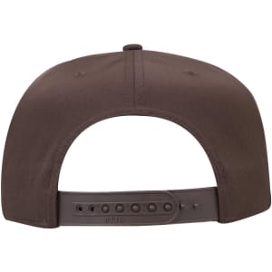 A mid-profile baseball cap in brown, featuring a structured design and an adjustable strap at the back.
