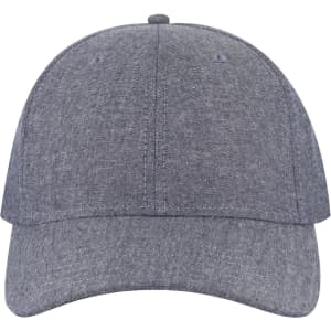 A low profile six-panel baseball cap in a grey fabric with a rounded crown and a curved brim.