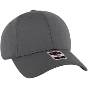 A grey six-panel low-profile baseball cap with a logo. It features a comfortable fit design.