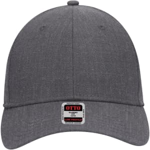 A grey 6-panel low profile baseball cap with an adjustable back and a logo tag at the front.