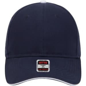 A navy blue low profile baseball cap with a curved brim and a brand logo on the front.
