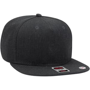 A grey snapback cap with a flat peak and a grey undervisor, featuring a logo badge on the front.