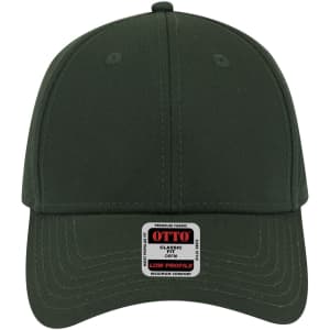 A low profile baseball cap in dark green with a fitted design and a logo on the front.