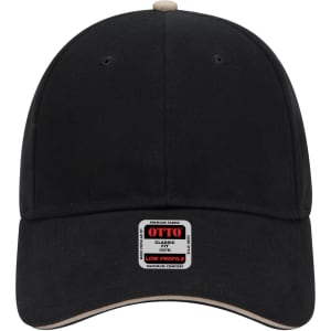 A black 6-panel low profile baseball cap with a branded label on the front.