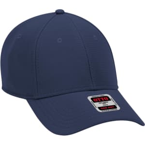 A navy six-panel low profile baseball cap with an unobtrusive logo on the front.