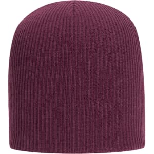 A premium rib knit beanie in a deep burgundy colour with a fitted design and no visible logo.