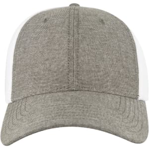 A low profile baseball cap featuring a grey fabric front and white mesh back, complete with a logo.