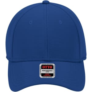 A blue 6-panel low-profile baseball cap featuring a logo on the front.