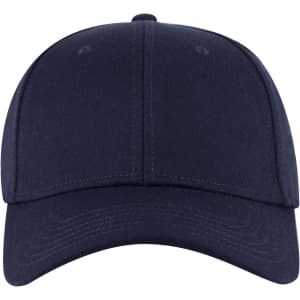 A navy 6-panel low profile baseball cap with a structured crown and a curved visor. Features a logo on the front.