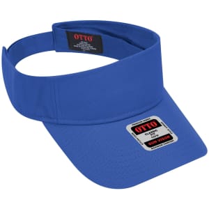A blue sun visor with an adjustable band and a logo. The visor features a wide brim for sun protection.