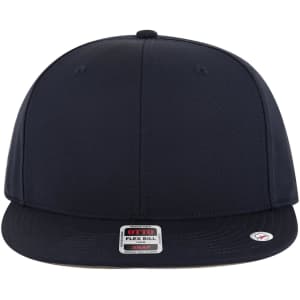 A grey undervisor cap with a snapback design, featuring a solid navy top and a logo on the front.