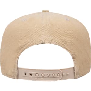 A beige 5 Panel Mid Profile Baseball Cap featuring a snapback closure and a subtle brand logo on the back.