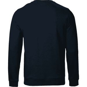 A navy blue sweatshirt featuring a plain back design. It has long sleeves and a crew neckline.