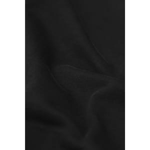 A black sweatshirt displaying soft fabric texture with subtle folds and a logo.