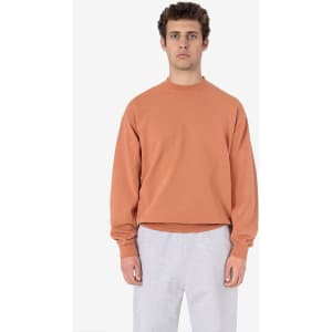 A heavy fleece pullover in a rust orange colour, featuring a relaxed fit and long sleeves. Includes a logo.