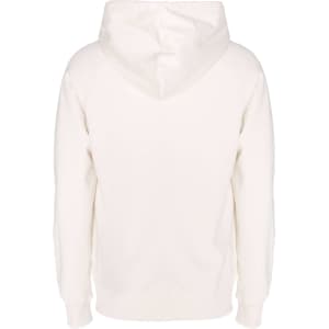 A white zip hoodie with a hood, featuring a simple design and no visible branding.