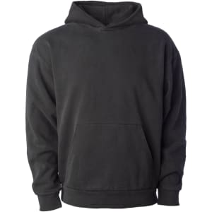 Avenue Pullover Hood in black features a classic design with a spacious front pocket and a hood.