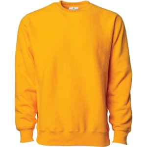 A bright yellow heavyweight crew sweatshirt with a crew neckline and long sleeves, featuring a logo or branding.