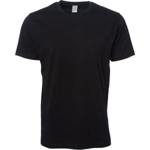 A black heavyweight combed cotton tee with a classic crew neck. It has a logo on the label.