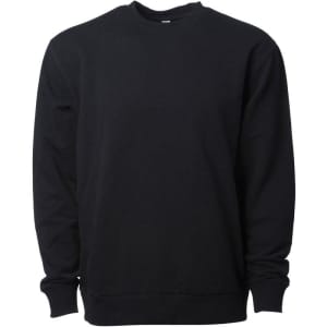 A black heavyweight modal crew sweatshirt with long sleeves and a classic fit. It has a simple design and no visible branding.