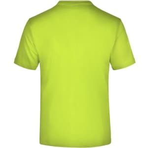 A yellow medium t-shirt with a round neck and short sleeves, featuring a plain back.