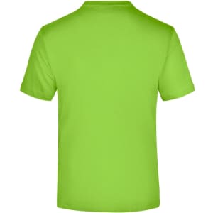 A bright green t-shirt with a simple design and a logo on the back.