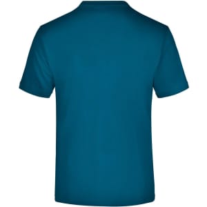 A plain teal T-shirt with a round neck and short sleeves. The back view is shown, featuring no visible logos.