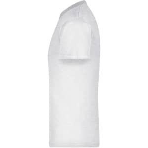 A white t-shirt displayed from the side, featuring short sleeves and a simple design. The shirt has a logo.