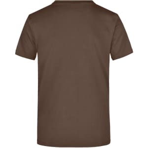 A brown T-shirt with a standard crew neck and short sleeves. The back is plain with no visible design or logo.