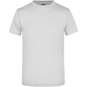 A plain white short-sleeve t-shirt with a logo. Suitable for casual wear.