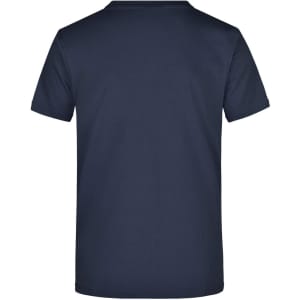 A navy blue t-shirt with a short sleeve design, featuring a plain back and no visible branding.