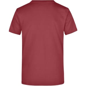A maroon T-shirt with a classic fit and short sleeves, featuring a plain back and no visible branding.
