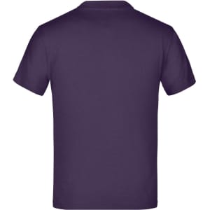 A purple T-shirt with a plain back design and a logo on the upper side.