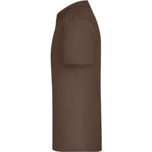 A brown Junior Basic-T shirt featuring short sleeves and a simple design, with a logo present.
