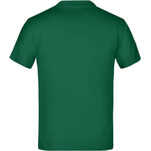 A green short-sleeve T-shirt with a plain back and no visible design or text. It features branding on the label.