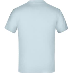 A light blue T-shirt with a crew neckline and short sleeves. The back view features no visible logos or designs.