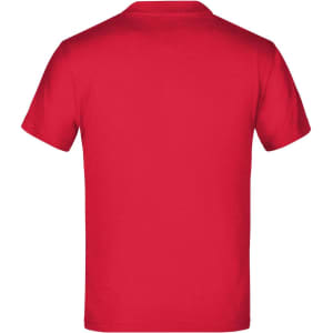 A red Junior Basic-T t-shirt with a plain back, featuring a logo on the upper left side.