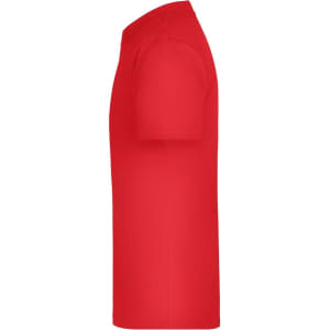 A red Junior Basic-T shirt shown from the side, featuring short sleeves and a logo.