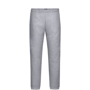 Grey men's jogging pants with an elastic waistband and a branded logo.