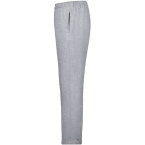 Grey men's jogging pants with an elastic waistband and side pockets. The design features a logo.