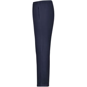 Men's jogging pants in navy blue, featuring a comfortable elastic waistband and side pockets, with a logo on the fabric.