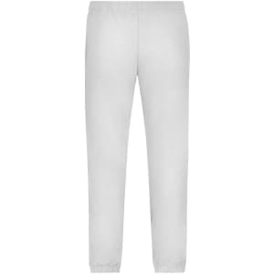 White men's jogging pants with an elastic waistband and cuffs, featuring a branding logo.
