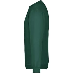 A green round sweat heavy jumper featuring long sleeves and a simple design, with a logo on the sleeve.