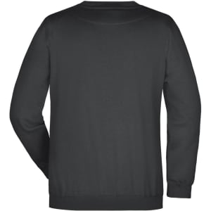 A black round sweat heavy jumper with a simple design and long sleeves, featuring a branding logo.
