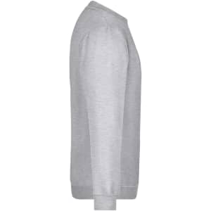 A grey round sweat jumper displayed from the side, with a simple design and no visible branding.