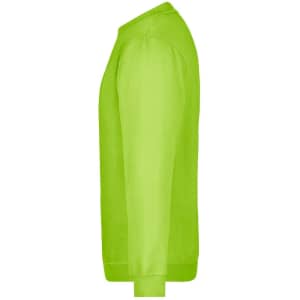 A bright green sweat jumper featuring long sleeves and a crew neck with a logo.