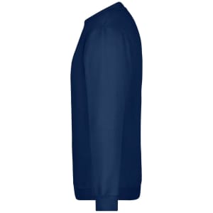A navy blue round sweat heavy jumper with long sleeves and a crew neckline, featuring a logo.