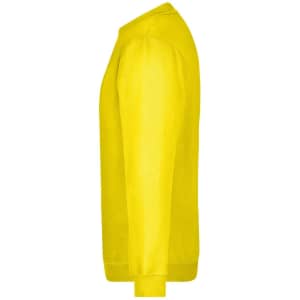 A yellow round sweat heavy jumper with a crew neckline and long sleeves, featuring a logo.
