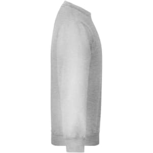 A grey junior jumper featuring long sleeves and a crew neck design, with a logo on the side.